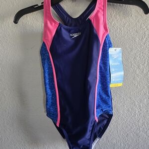 Speedo Kids Swim One-Piece - Pink and Blue